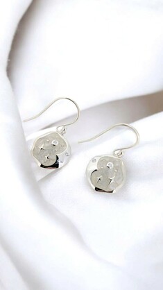 Sterling Silver Swirl Resin Drop Earrings with Silver Stars