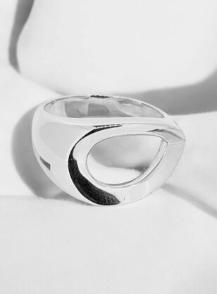 Sterling Silver Open Teardrop Statement Ring