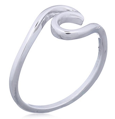Plunging breaker wave ring cast in sterling silver.