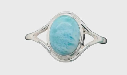Captivating Larimar Cabochon Ring set in 925 sterling silver with soothing coastal blue hues