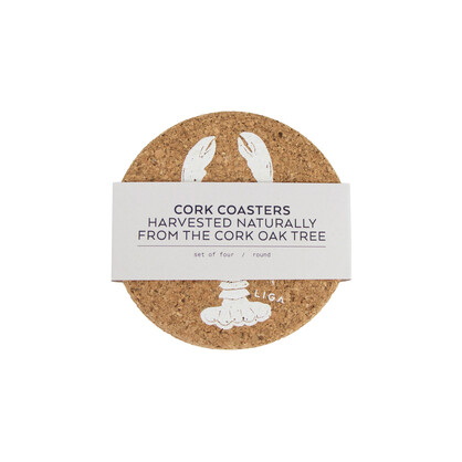 Lobster Printed Cork Coaster, 10cm, Set of 4