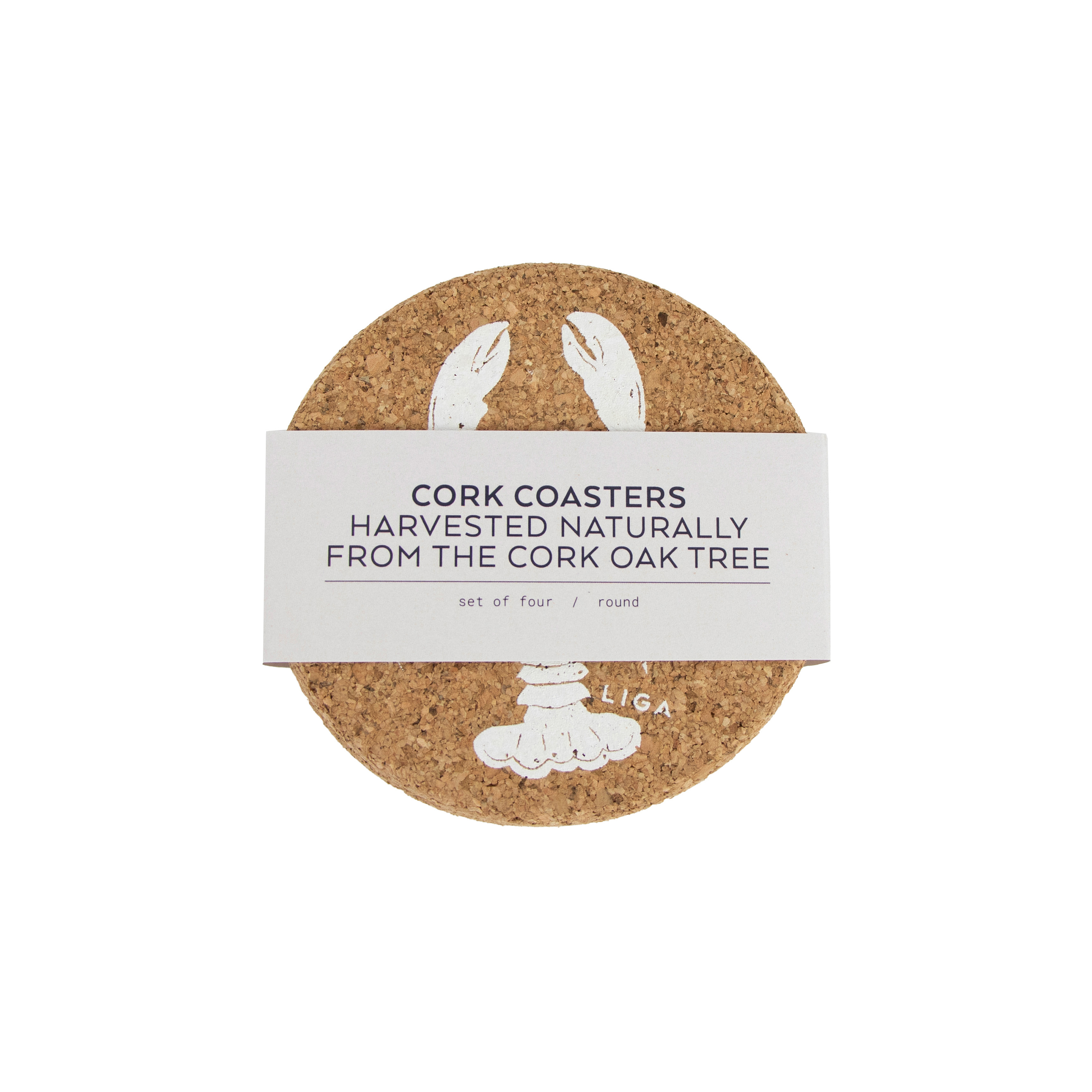 Lobster Printed Cork Coaster, 10cm, Set of 4
