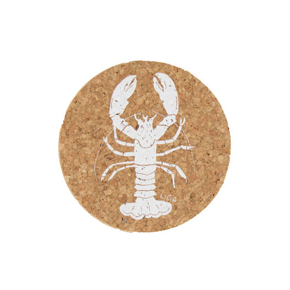 Lobster Printed Cork Coaster, 10cm, Set of 4