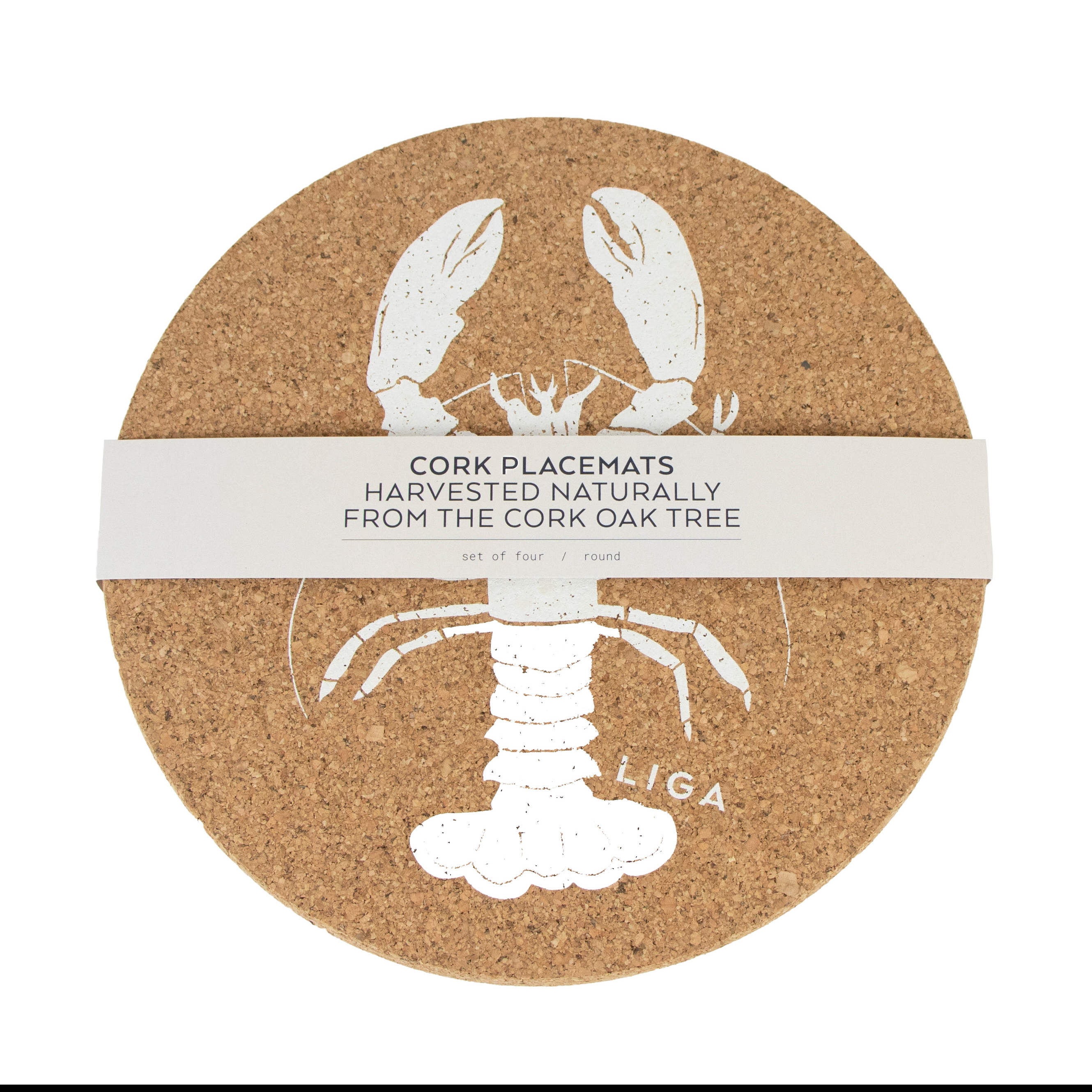 Lobster Printed Cork Placemats, 25cm, Set of 4