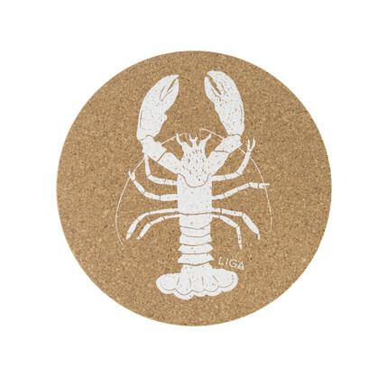 Lobster Printed Cork Placemats, 25cm, Set of 4