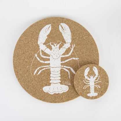 Lobster Printed Cork Placemats, 25cm, Set of 4