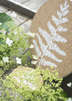 Fern Printed Cork Placemats, 25cm, Set of 4