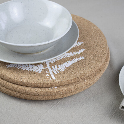 Fern Printed Cork Placemats, 25cm, Set of 4