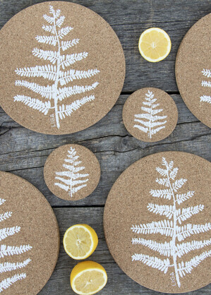 Fern Printed Cork Placemats, 25cm, Set of 4