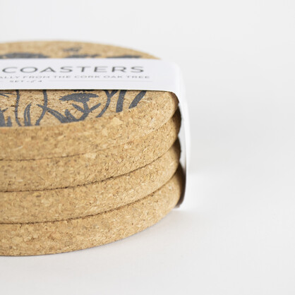 Wildflowers Printed Cork Coaster, 10cm, Set of 4