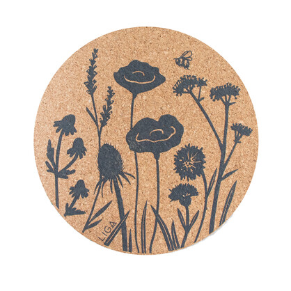 Wildflowers Printed Cork Placemat, 25cm, Set of 4
