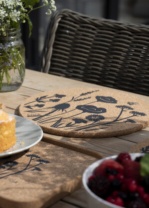 Wildflowers Printed Cork Placemat, 25cm, Set of 4
