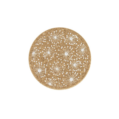 Dandelion Printed Cork Coaster, 10cm, Set of 4