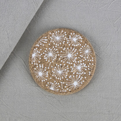 Dandelion Printed Cork Coaster, 10cm, Set of 4