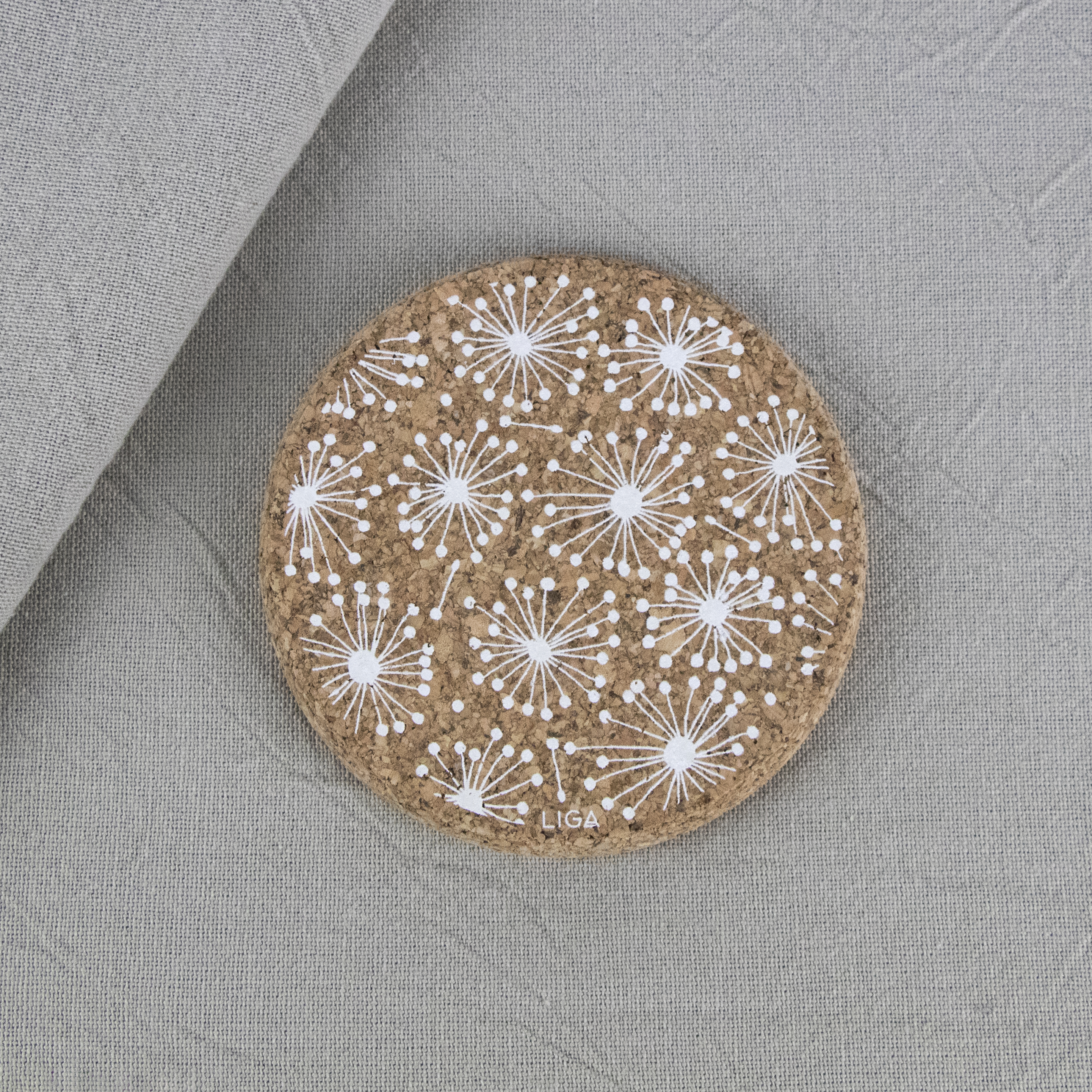Dandelion Printed Cork Coaster, 10cm, Set of 4