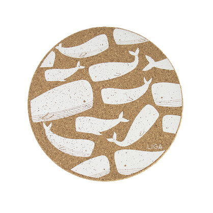 Whale Printed Cork Placemats, 25cm, Set of 4