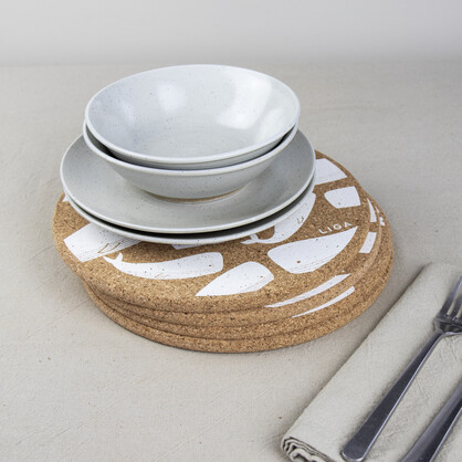 Whale Printed Cork Placemats, 25cm, Set of 4