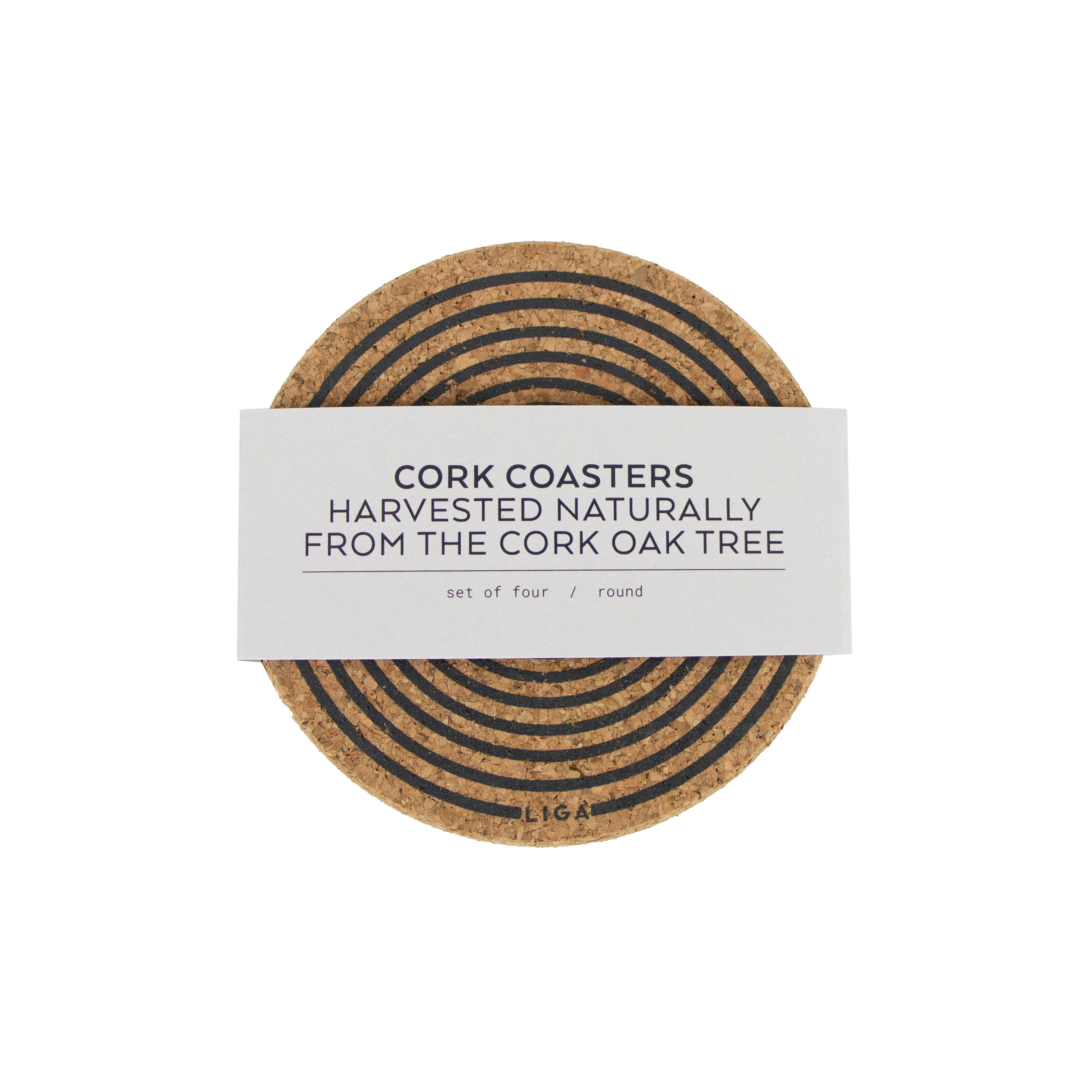 Orbit Grey Printed Cork Coasters, 10cm, Set of 4