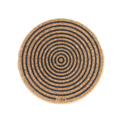 Orbit Grey Printed Cork Coasters, 10cm, Set of 4