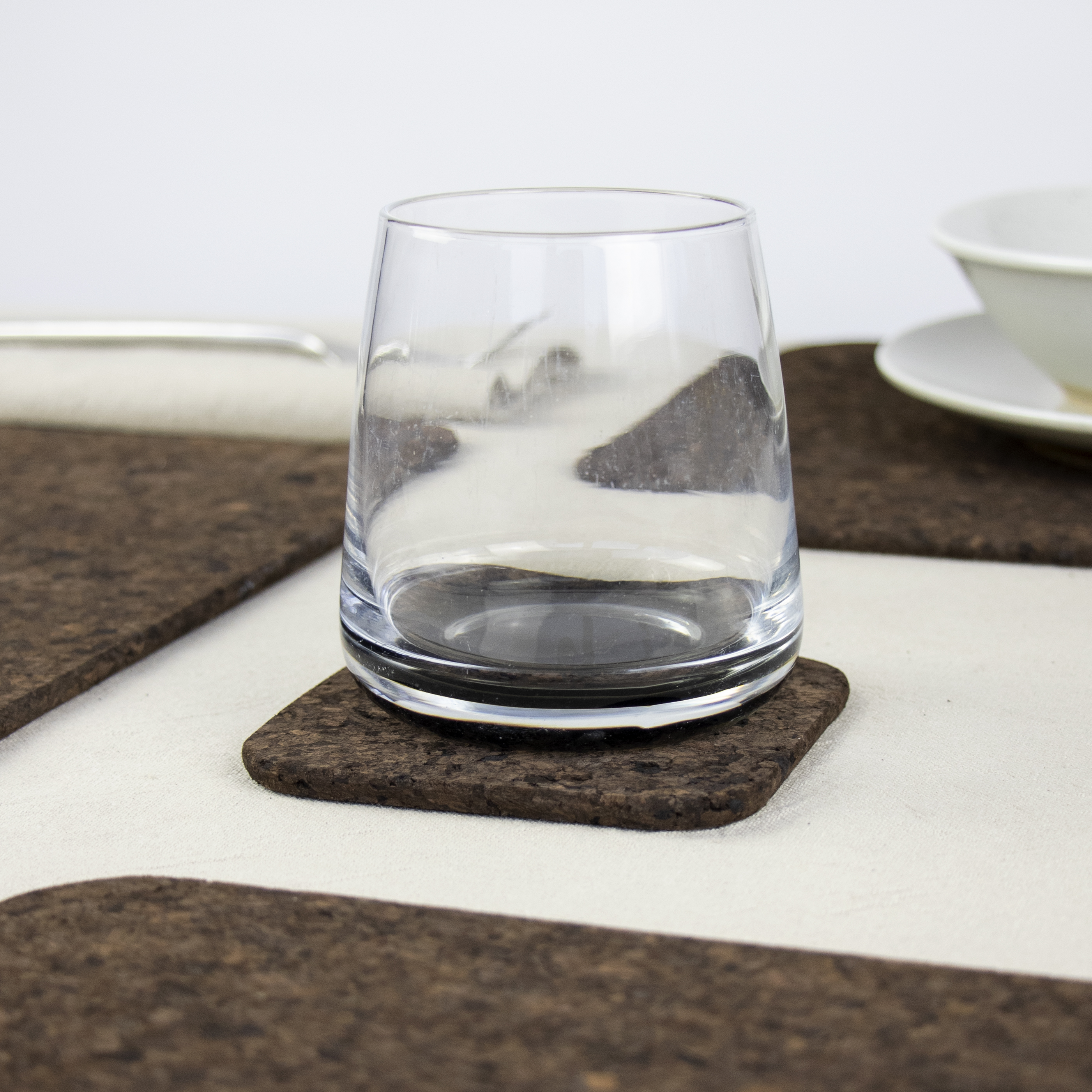 Liga Smoked Cork Square Coasters, 10 x 10cm, Set of 4