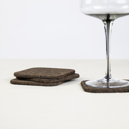 Liga Smoked Cork Square Coasters, 10 x 10cm, Set of 4