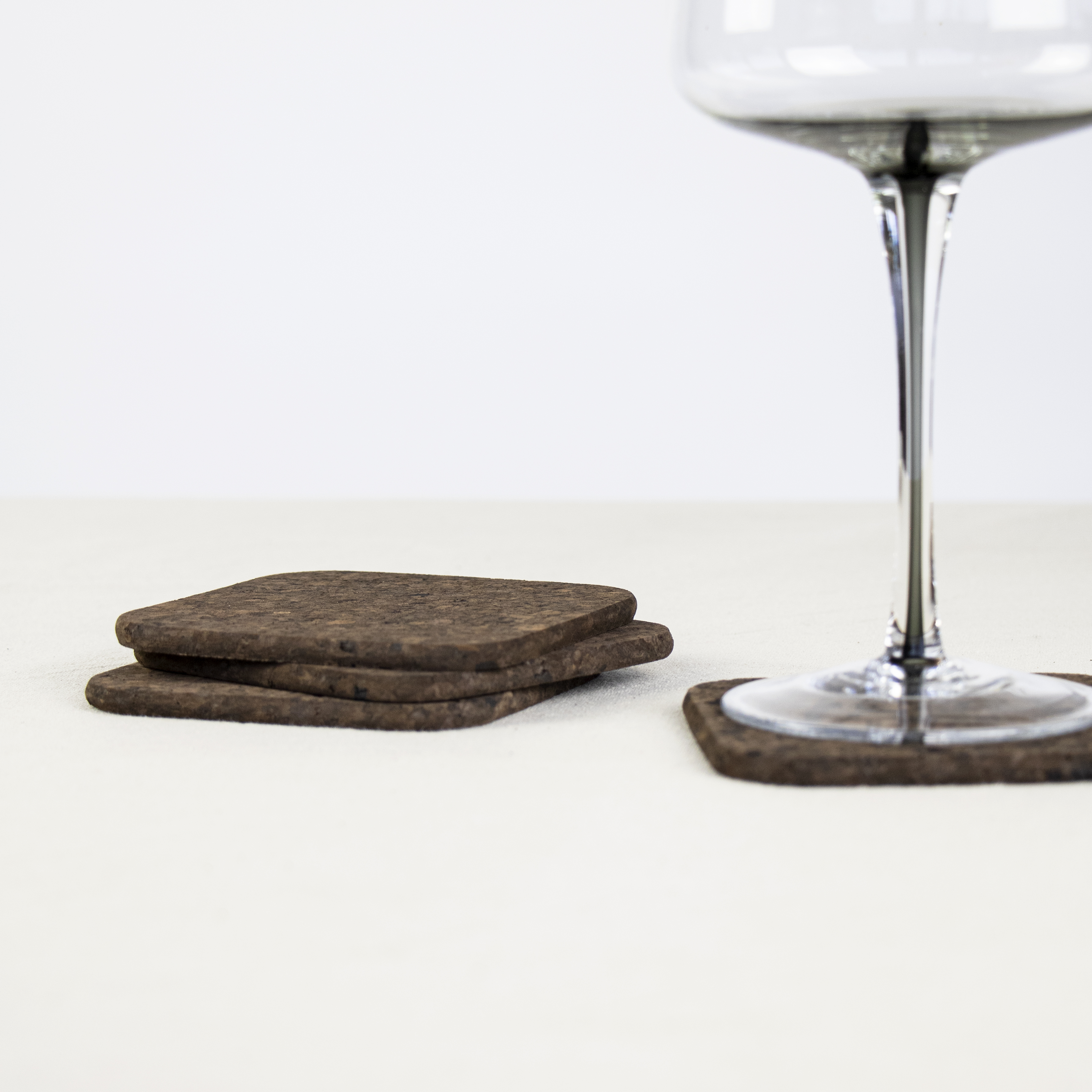 Liga Smoked Cork Square Coasters, 10 x 10cm, Set of 4