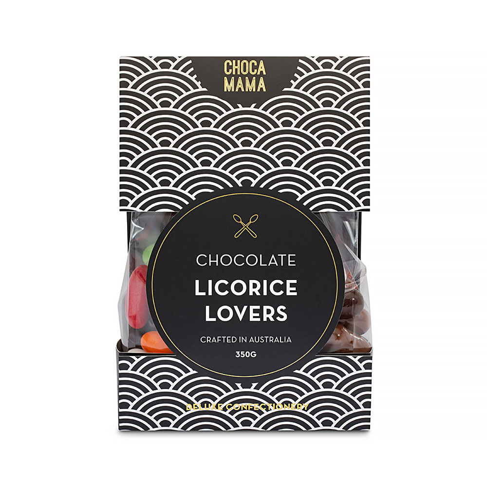 Chocolate Licorice Lovers 350g - medium stand up box