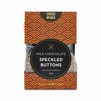 Milk Chocolate Speckled Buttons 275g - medium stand up box