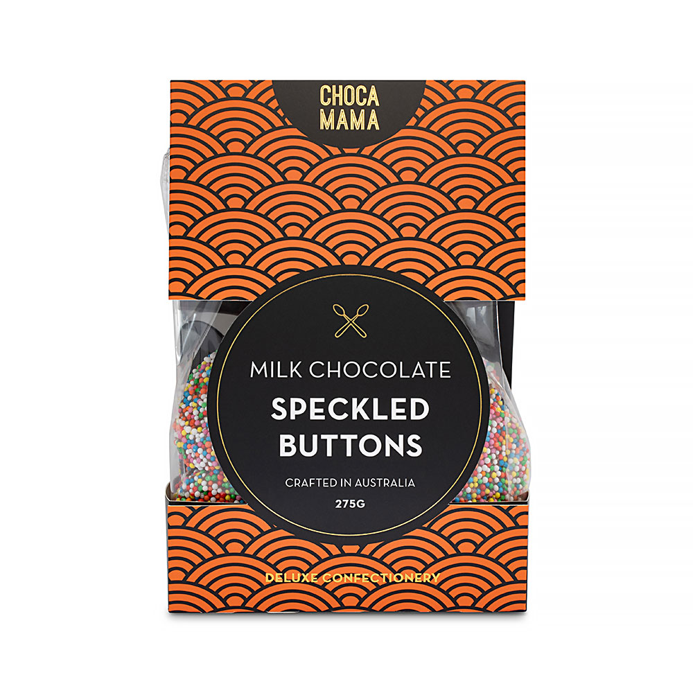 Milk Chocolate Speckled Buttons 275g - medium stand up box