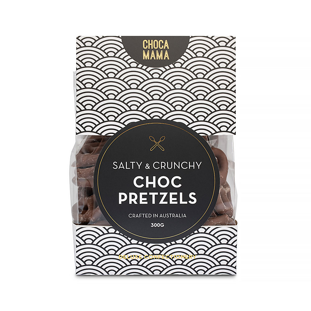 Salty + Crunchy Choc Pretzels 300g - large stand up box