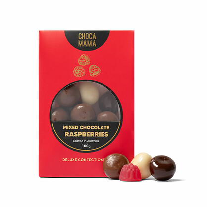 Mixed Chocolate Raspberries 100g