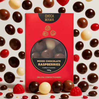 Mixed Chocolate Raspberries 100g