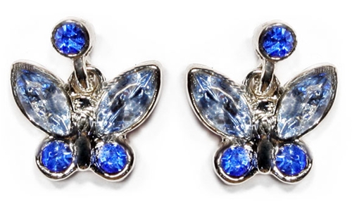 E1450  BLUE CRYSTAL BUTTERFLY EARRING