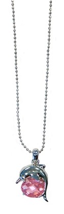 P5020  PINK CRYSTAL DOLPHIN PENDANT