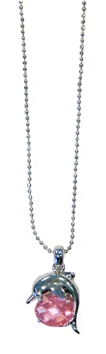 P5020  PINK CRYSTAL DOLPHIN PENDANT