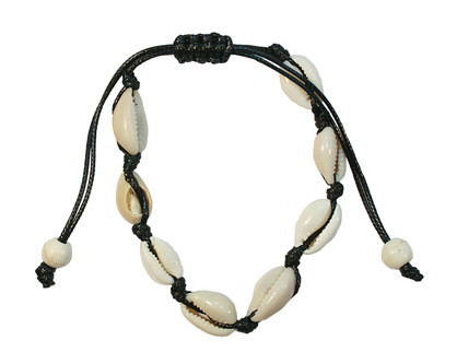 BR6755   BLACK COWRIE SHELL BRACELET