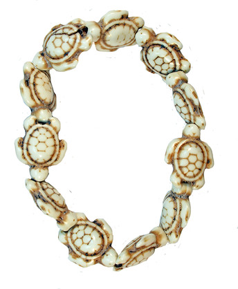 BR6856   CREAM TURTLE BRACELET