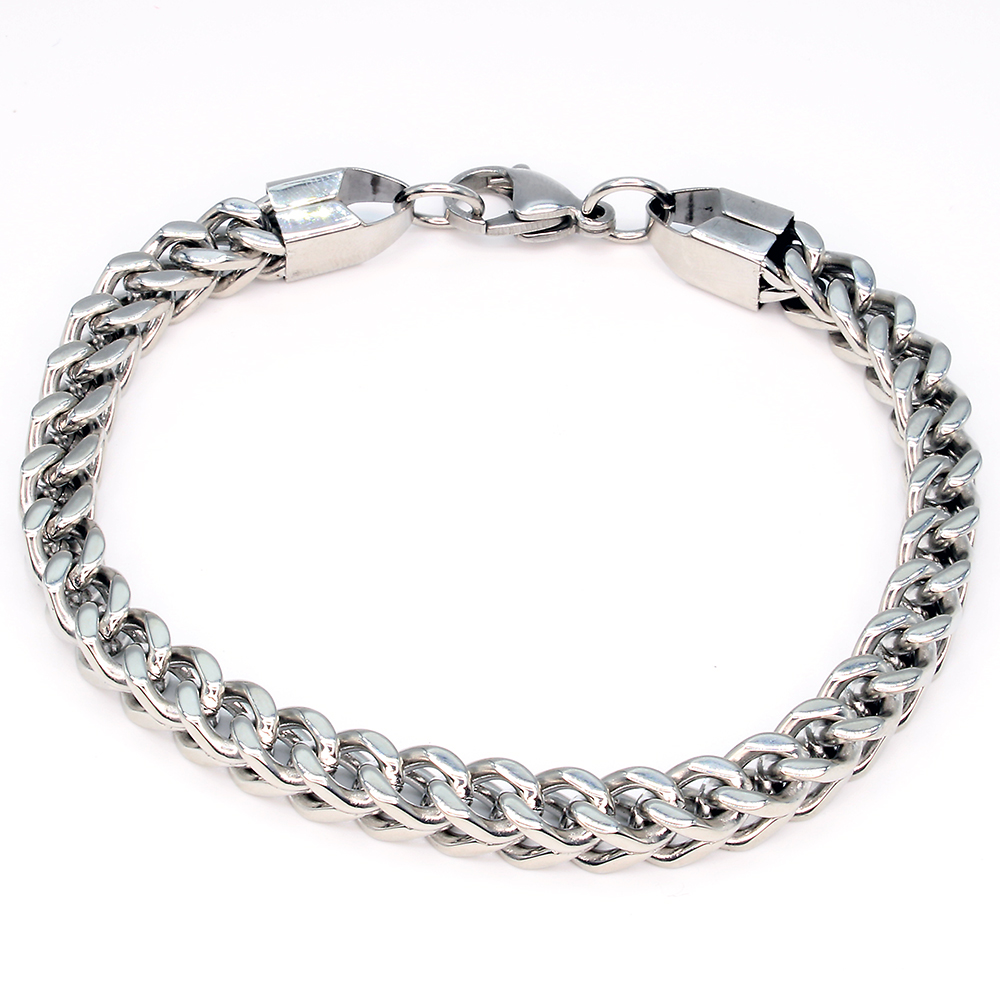 BR8219 STAINLESS STEEL SQUARE LINK CHAIN BRACELET