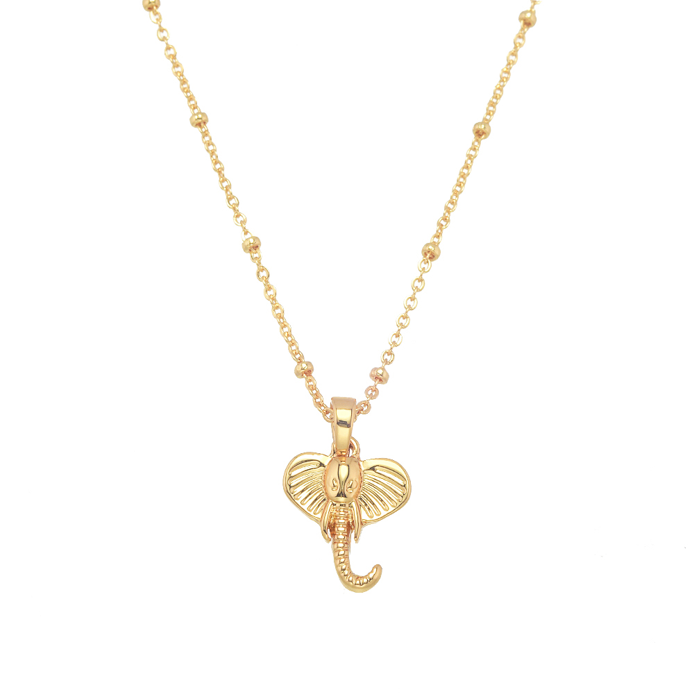 P8224 GOLD ELEPHANT HEAD GOLD CHAIN PENDANT