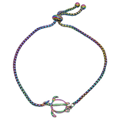 BR8237 RAINBOW TITANIUM TURTLE BRACELET