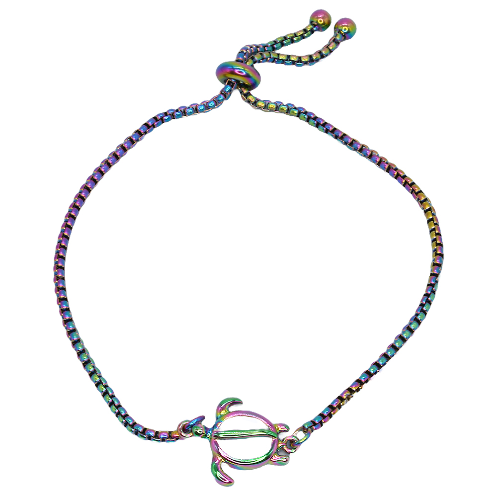BR8237 RAINBOW TITANIUM TURTLE BRACELET