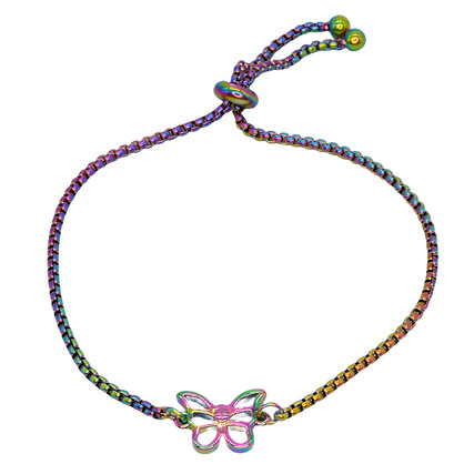 BR8238 RAINBOW TITANIUM BUTTERFLY BRACELET
