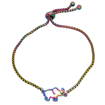 BR8239 RAINBOW TITANIUM ELEPHANT BRACELET