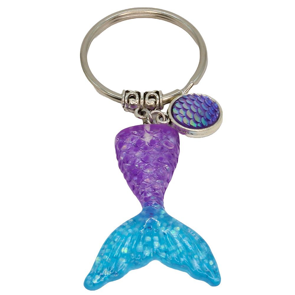 K7338 SPARKLY PURPLE & BLUE MERMAID TAIL KEYRING