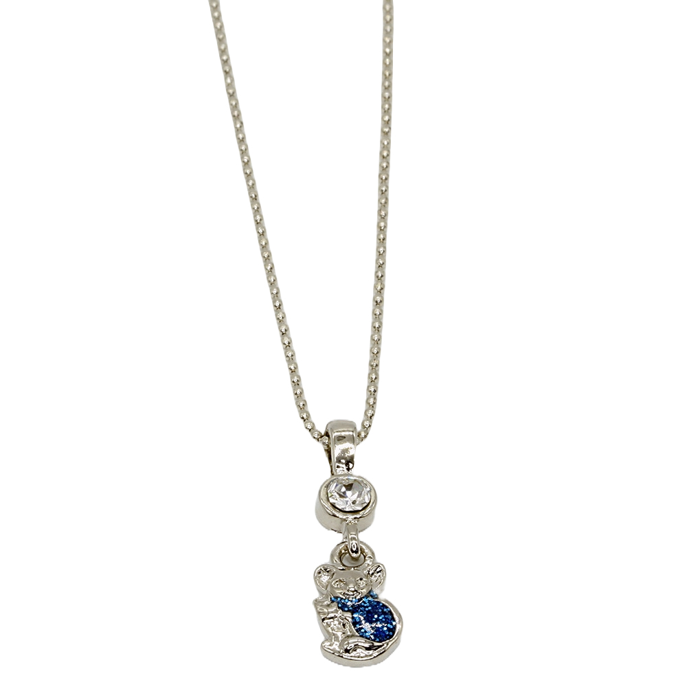 P7479 BLUE GLITTER KOALA / CRYSTAL TOP PENDANT