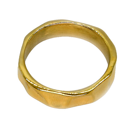 MR318XL GOLD FACETED STAINLESS STEEL RING - EXTRA LARGE