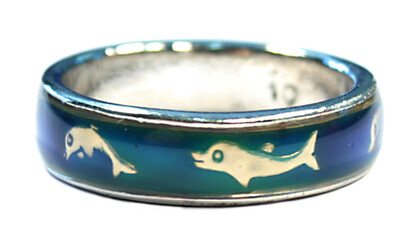 MR243BOX  36 PIECE MOOD RING BOX - DOLPHIN BAND