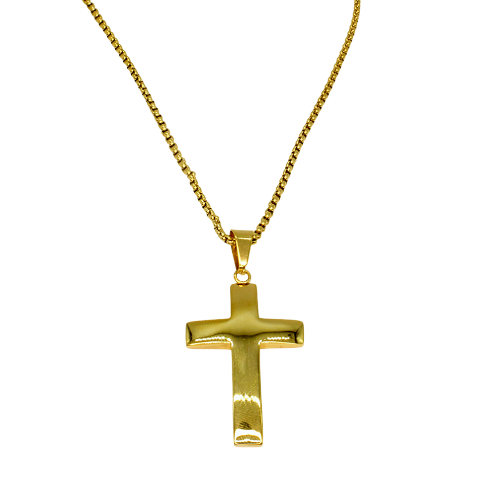 P8221 GOLD  STAINLESS STEEL CROSS PENDANT