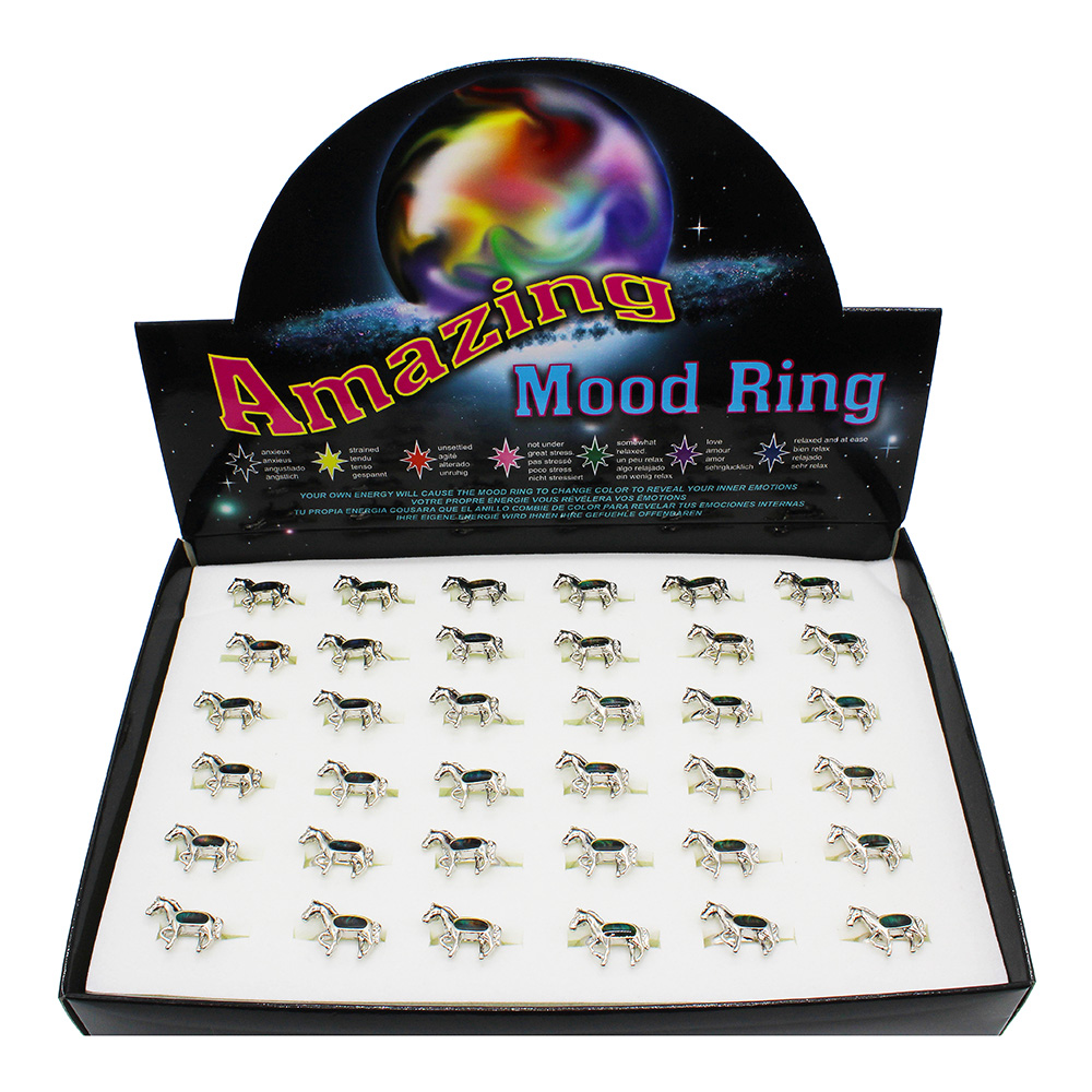 MR202BOX  36 PCE AMAZING MOOD RING BOX - PONY