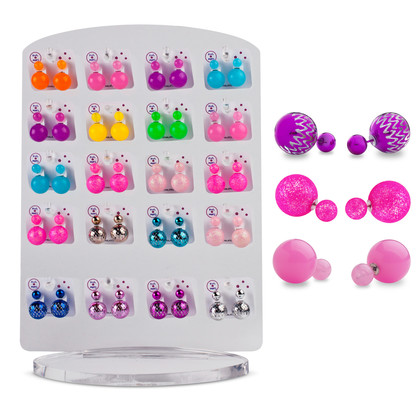 Candy Ball Double Sided Earrings Set W - Pack Size 20